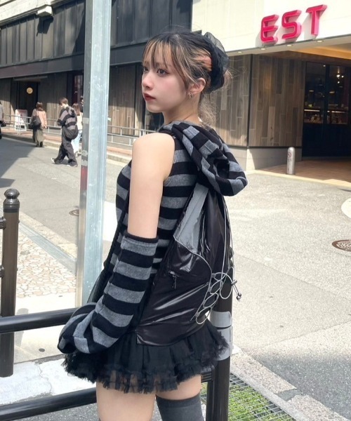 UGLY SHADOW ニット セーター 「Uglyshadow」STRIPED HOODED