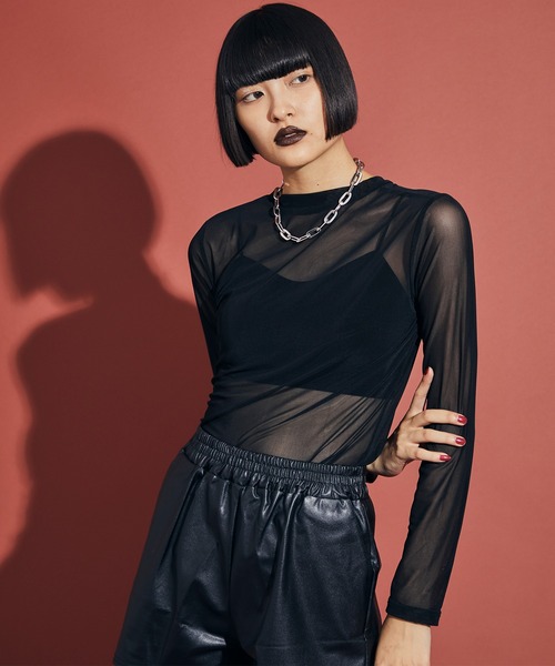 Y's - ワイズ  YJ-T08-673 シワ加工シアーTシャツ レディース 2 uyu. tシャツ シアーメッシュ メローカットソー レディース : ZOZOTOWN