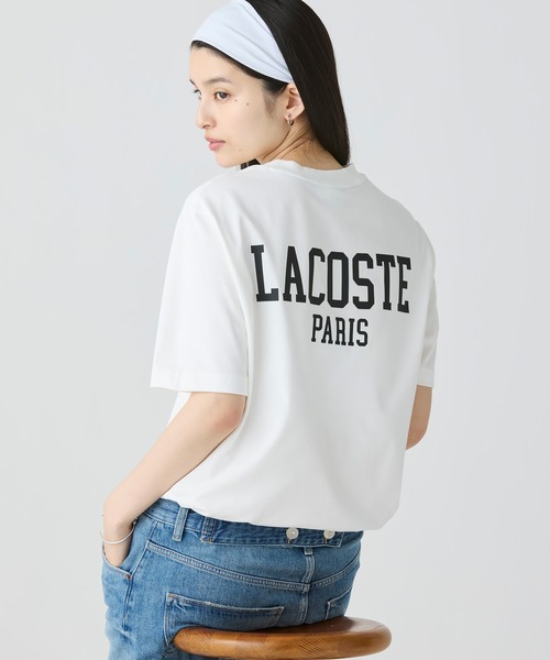 LACOSTE☆ロゴ バックプリント Tシャツ 半袖 LACOSTE tシャツ 「オンライン限定」LACOSTE オーバーサイズ