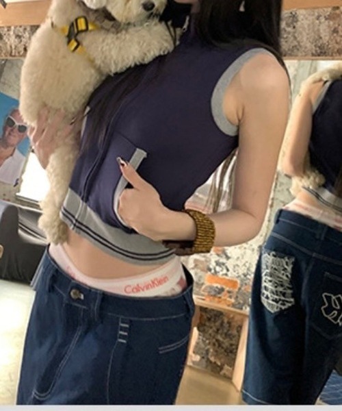 LYEON（リヨン） ベスト ジレ ノースリーブジャージトップス