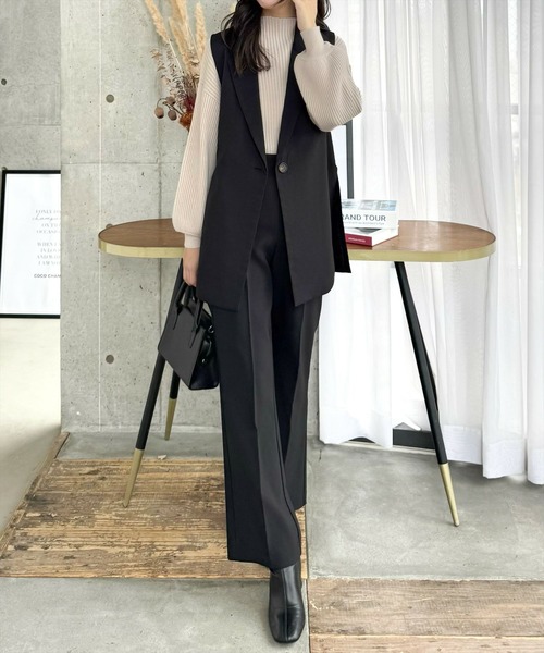 clear ベスト ジレ ミドル丈ジレ(セット可)「オフィスカジュアル 着