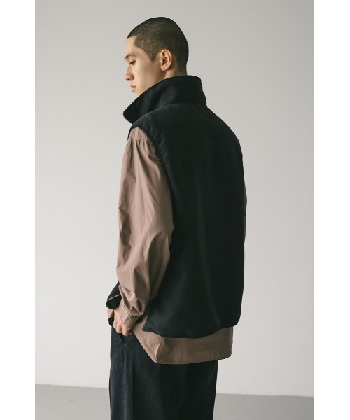 新品未使用STYLEMIXERブラウンファーベスト STYLEMIXER（スタイルミキサー） ベスト ジレ ハーフジップパッファー