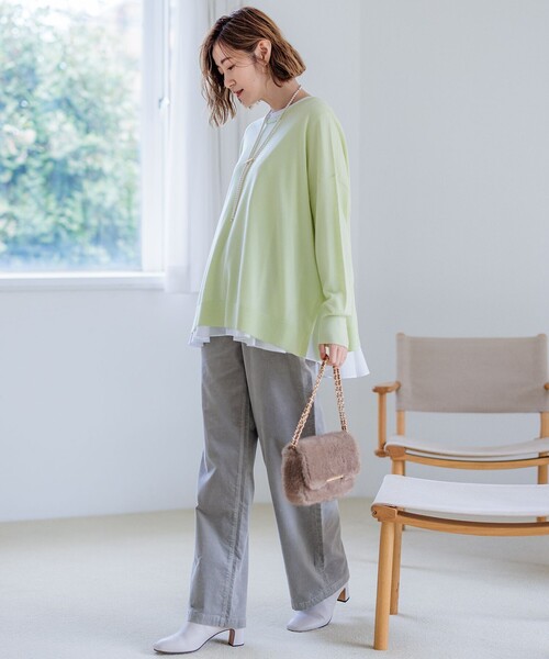 カデュネベージュ ワイドパンツ 23区（ニジュウサンク） パンツ 「洗える」23区DENIM ベルベット