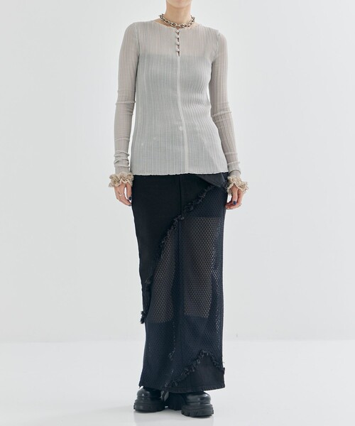 tanakadaisuke メッシュ刺繍トップス