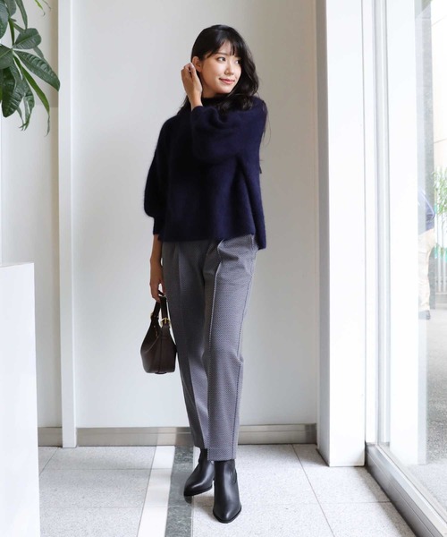美品ジネス ラクーン モックネック ハイネックニット セーター ライトグリーン Jines（ジネス） ニット セーター ラクーンボリュームスリーブモック