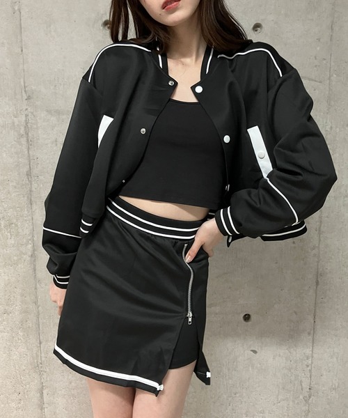 x-girl 定番スタジャン、スカート2枚セット GLAMOROUS JANE セットアップ スタジャン×ミニスカート2点