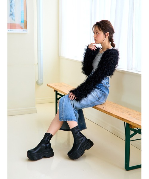【新品】Maf mof(マフモフ) ブーツ Mafmof ブーツ Mafmof(マフモフ)10cmメガ厚底クラッシュソール