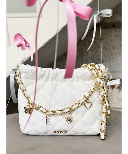エヴリス EVRIS キルティングショルダーBAG （ホワイト） -靴