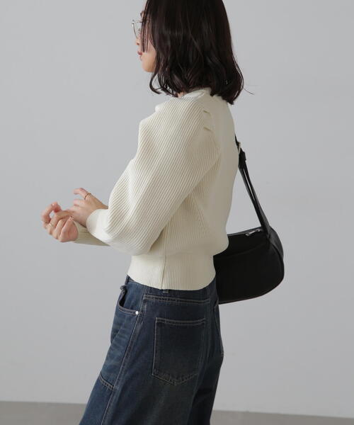 ニット セーター 畦編みパフスリーブプルオーバー レディース セール】◇畦編みパフスリーブニット（ニット/セーター