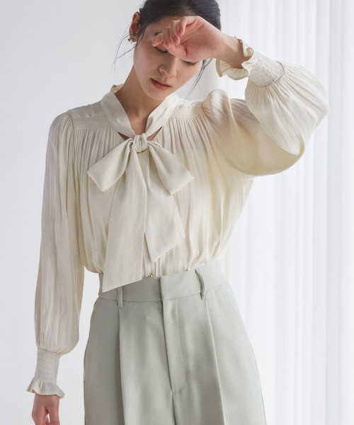 VIS（ビス） ブラウス シャツ 「前後2WAY」割繊ボウタイブラウス