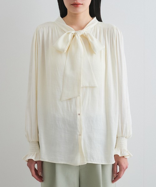 VIS（ビス） ブラウス シャツ 「前後2WAY」割繊ボウタイブラウス