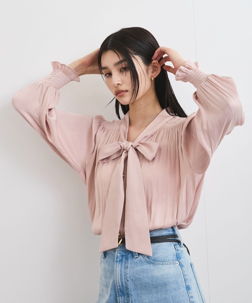 VIS（ビス） ブラウス シャツ 「前後2WAY」割繊ボウタイブラウス