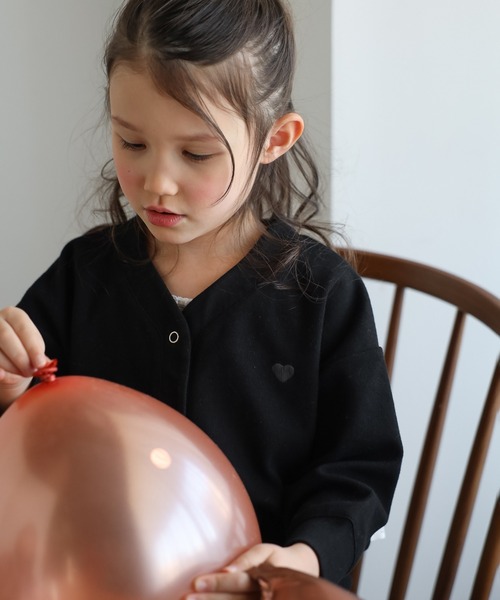 カーディガン 「3-10才対応」ハート刺繍スナップボタンカーディガン キッズ 子供服 女の子 | BONJOUR SAGAN enfant | 18