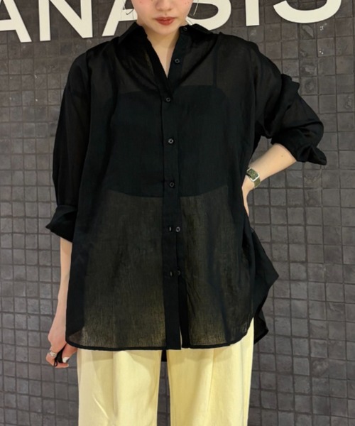 テンセルシアーブラウス JEANASIS ブラウス シャツ テンセルリネンシアーシャツ LS