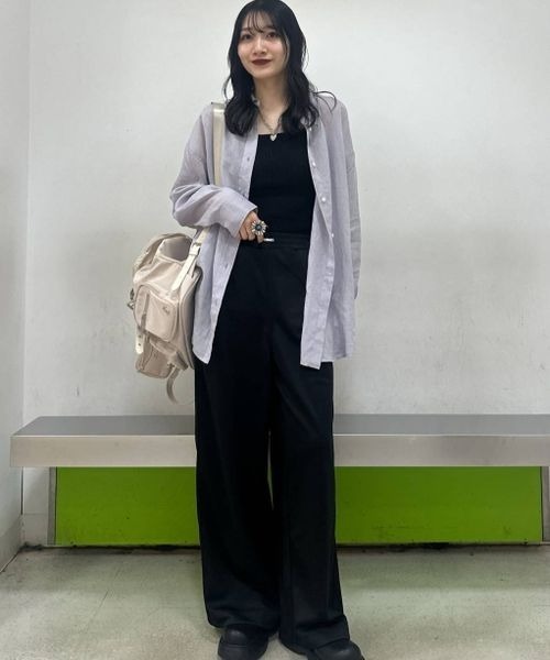 テンセルシアーブラウス JEANASIS ブラウス シャツ テンセルリネンシアーシャツ LS