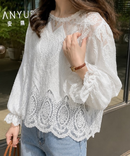 Sally Lunn ブラウス シャツ 「大人きれいめトップス♪」クルーネック