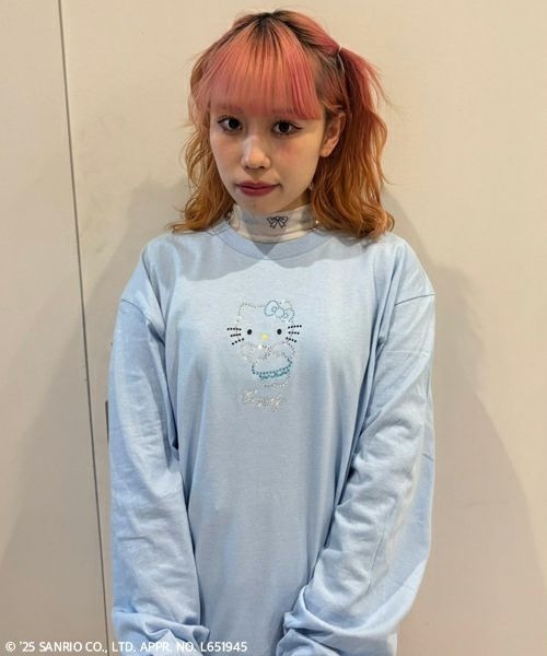 tシャツ ANGEL「HELLO KITTY」RHINESTONE L/S Tシャツ レディース