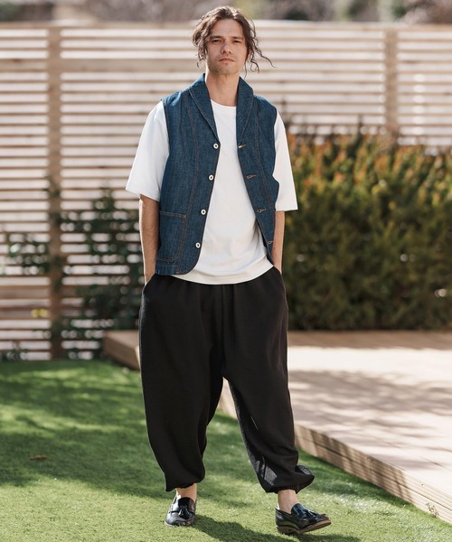 CAMBIO（カンビオ） ベスト ジレ mcg3611- 綿麻デニムショールベスト