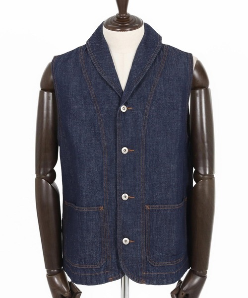 CAMBIO（カンビオ） ベスト ジレ mcg3611- 綿麻デニムショールベスト