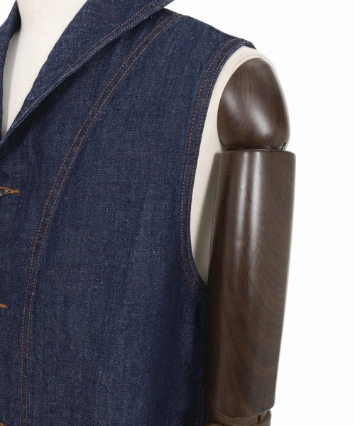 CAMBIO（カンビオ） ベスト ジレ mcg3611- 綿麻デニムショールベスト