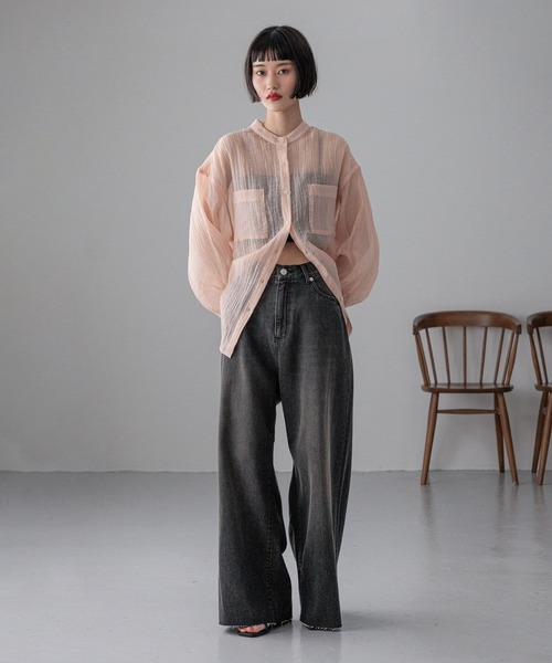 55BRISPINさん専用① LOWRYS FARM（ローリーズファーム） ブラウス シャツ バンドシアー