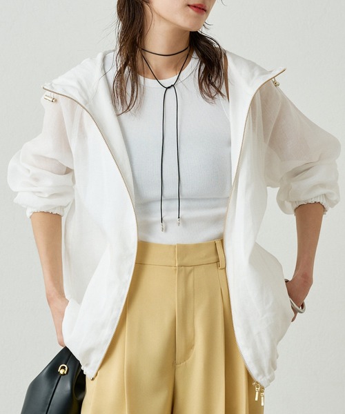 loungedress☆ラウンジドレス☆シアーZIPパーカー☆オフホワイト Loungedress ベスト ジレ シアーZIPパーカー レディース