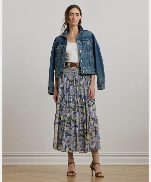 ★Ralph Lauren★フローラル ジョーゼット ティアード スカート LAUREN RALPH スカート フローラル クリンクル ジョーゼット