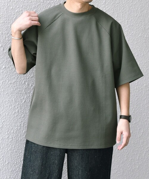SHIPS any tシャツ any: ワッフル ラグラン リラックス クルー