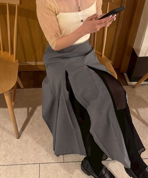 LE CIEL BLEU（ルシェルブルー） スカート プリーツスカートwシアー  