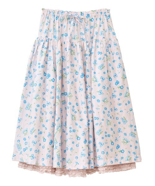モード】3months 24AW 水玉プリーツピンクワイドスカート
