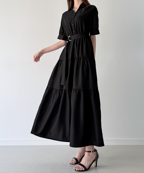 waveone SHINONISHI ワンピース 長袖 新品 Mt サイズ 特価 小さいサイズ 吸汗速乾・UVカットポロマキシワンピース 低身長