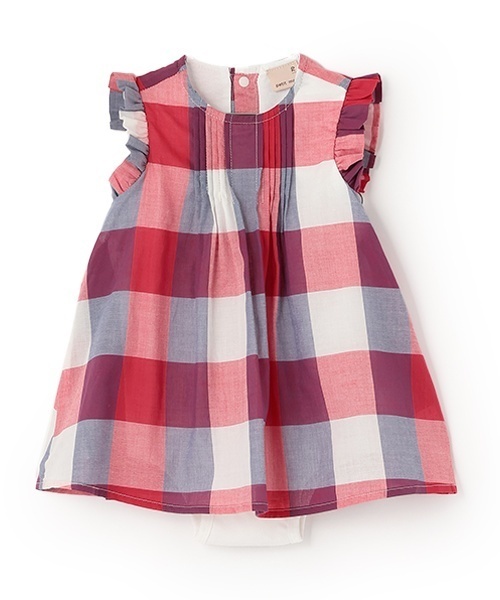 petit main ベビー服 ロンパース 「リンク」マドラスチェックOP