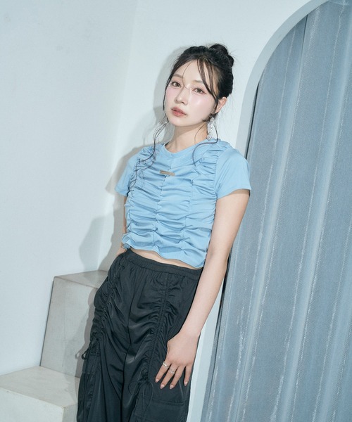 tシャツ ギャザーミニT レディース