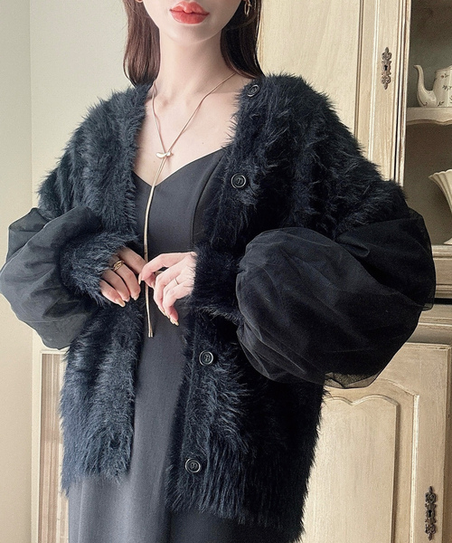 「Meiru」 ニットカーディガン MEDIUM グレイッシュベージュ レディース_画像8