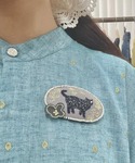 ブローチ 刺繍ブローチ「ネコ」 レディースの詳細画像2