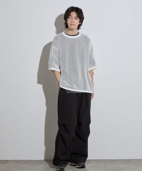 SLICK tシャツ 「SLICK/スリック」Cotton Mesh Piping T-shirt