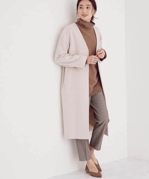 ROPE'（ロペ） ノーカラーコート 38 ベージュ レディース : ZOZOTOWN