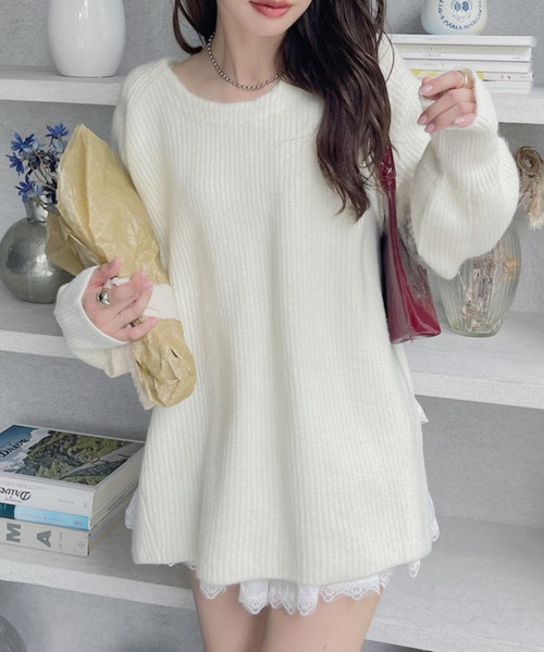 ニット セーター 2WAYバックリボンヘアリーニット レディース dazzlin ニット セーター 2WAYバックリボンヘアリーニット