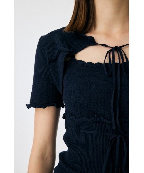 MOUSSY ワンピース BOW DESIGN KNIT ミニドレス : ZOZOTOWN