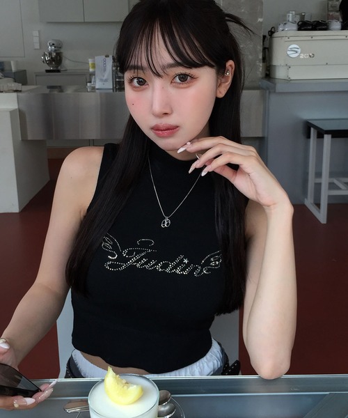 タンクトップ ノースリーブ Bijou sleeveless knit「JD」 レディース