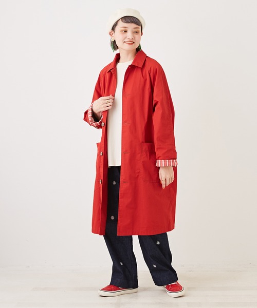 「CUBE SUGAR」 ステンカラーコート M レッド レディース_画像8