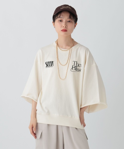 LEPSIM（レプシィム） tシャツ ミニ裏毛6分袖プリントT 582425