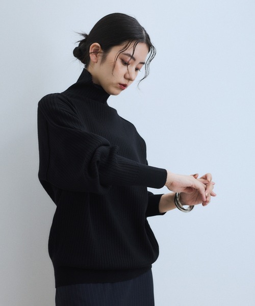 ニット セーター 「WEB限定」・「定番人気」WOOL混リブタートルニット レディース