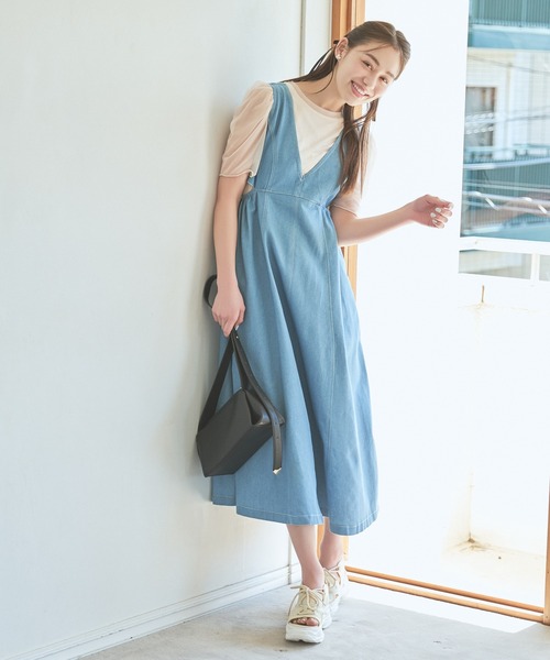 「mysty woman」 半袖カットソー FREE グレイッシュブルー レディース_画像2