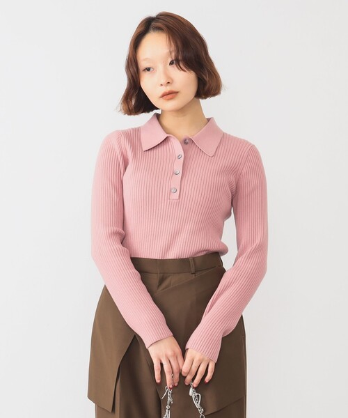 Ray BEAMS（レイ ビームス） ポロシャツ ポロ リブ ニット ポロシャツ