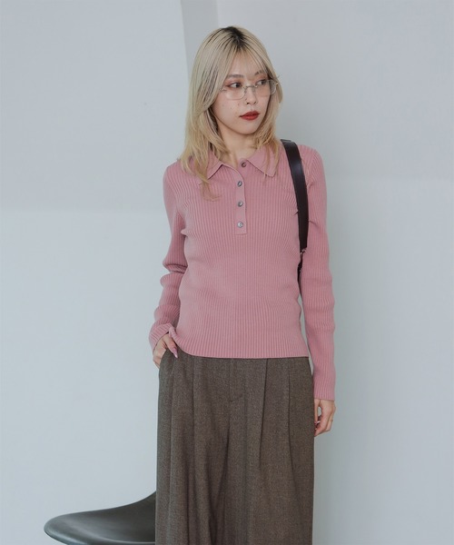 Ray BEAMS（レイ ビームス） ポロシャツ ポロ リブ ニット ポロシャツ