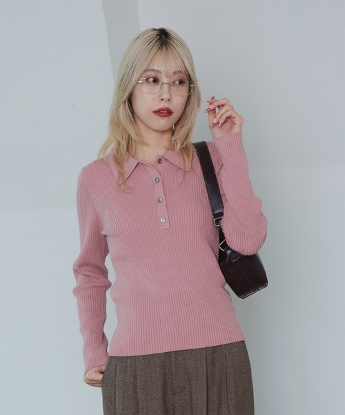 Ray BEAMS（レイ ビームス） ポロシャツ ポロ リブ ニット ポロシャツ