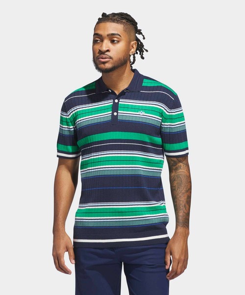 adidas ポロシャツ OG ボーダー ニットポロシャツ「adidas Golf
