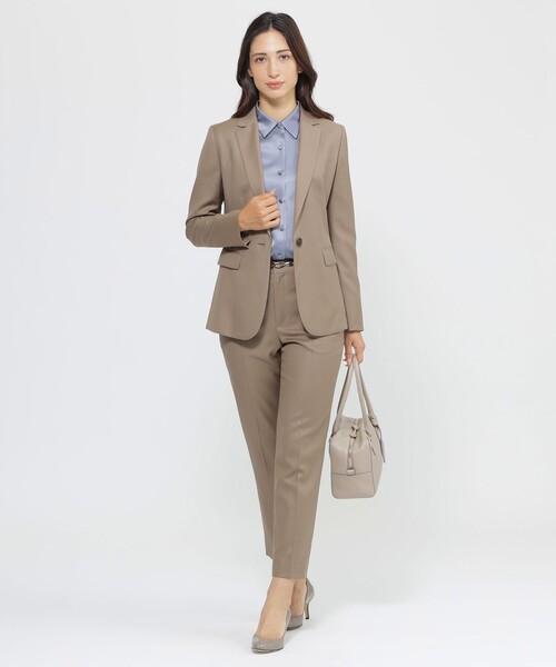 美品【ウォッシャブル/防シワ性】ウーステッドクリアツイル パンツスーツ　ベージュ PAUL STUART（ポールスチュアート） パンツ 「Nikkei magazine掲載