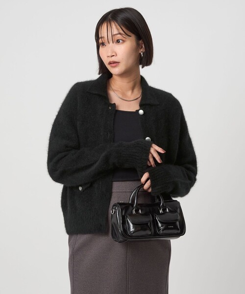 新品未使用green label relaxing ヘアリーニットカーディガン green label relaxing カーディガン ヘアリー ニット ポロカーデイガン